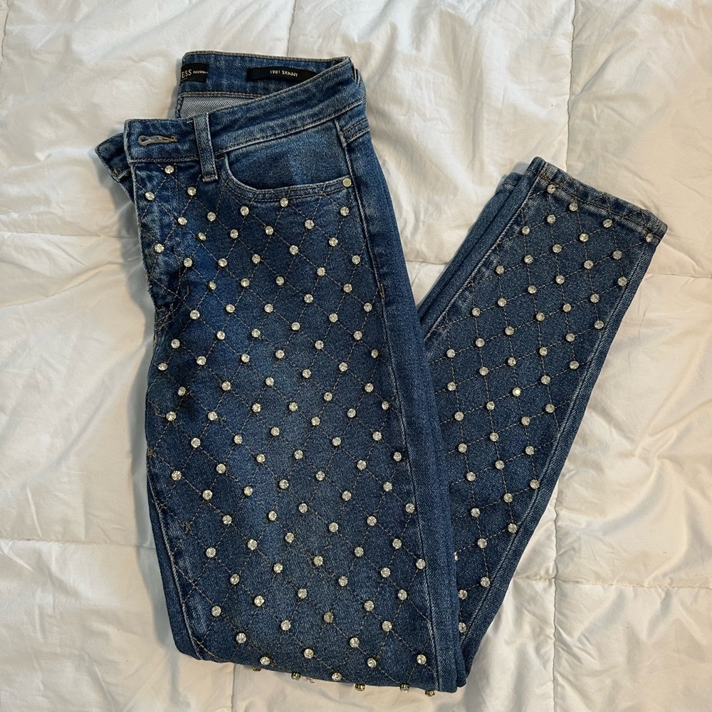 Guess Skinny Rhinestone Blue Jeans